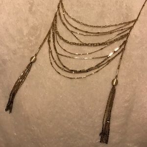 Anthropologie Gold Tassel Necklace